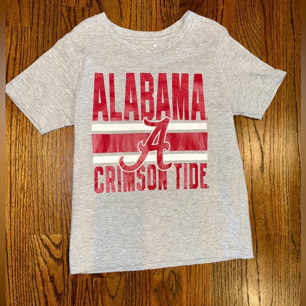 Alabama Crimson Tide Kids Gray Red T-Shirt size 7 youth unisex boys SEC